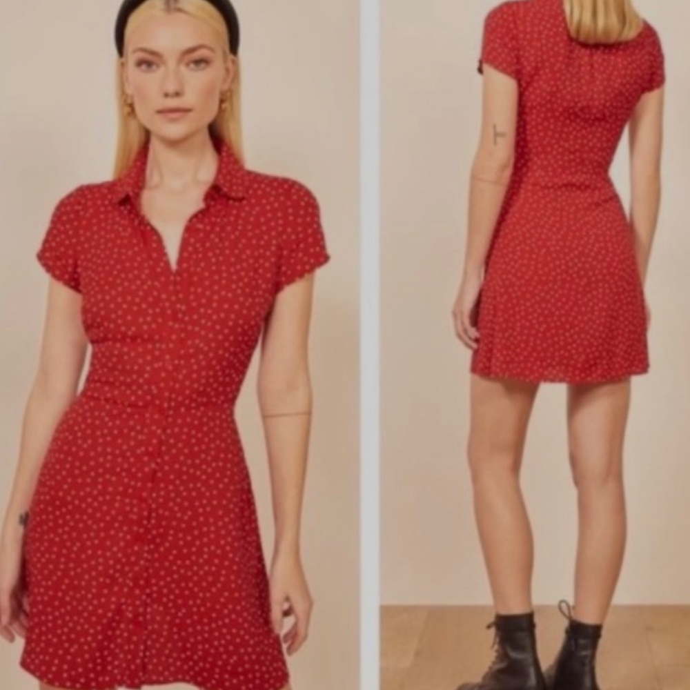 Reformation Red Polka Dot Ditty dress